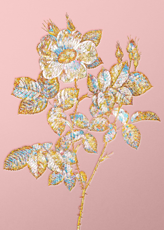 Gold Rainbow Mosaic Flower