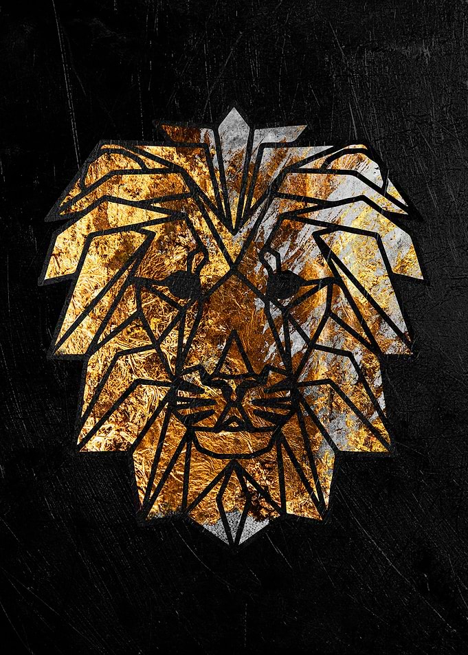 golden lion head poster