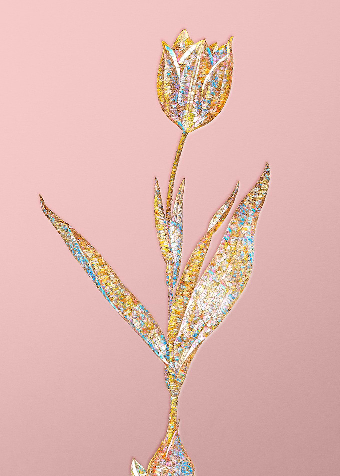 Gold Rainbow Mosaic Flower