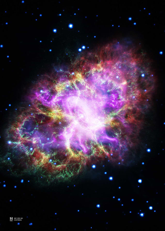 Crab Nebula neon colours