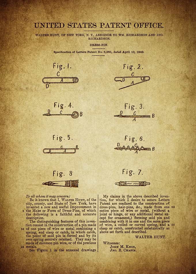 Safety Pin Patent