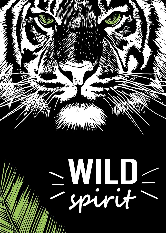 Black and white tiger face