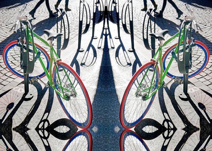 Bikes Parked On sidewalk