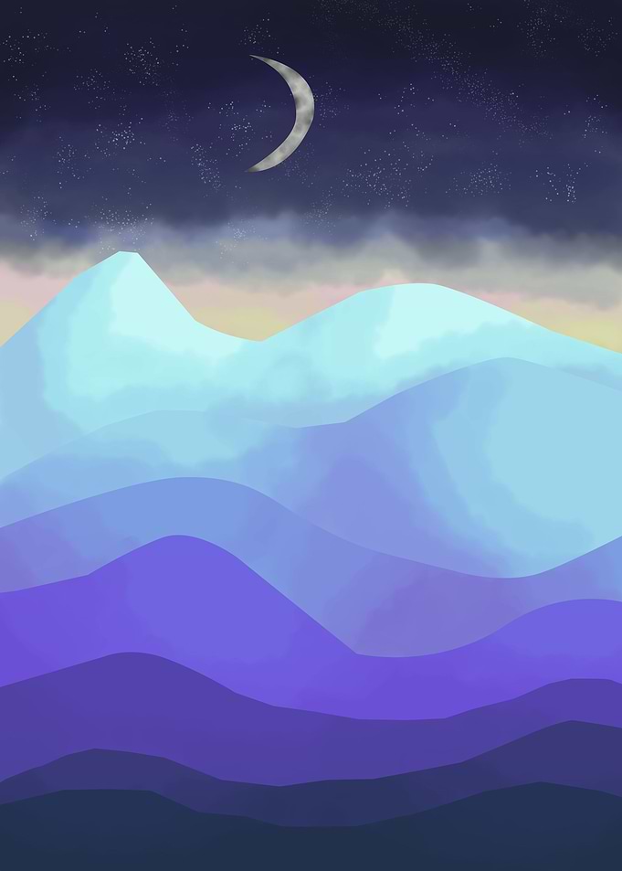 Mountains during the night