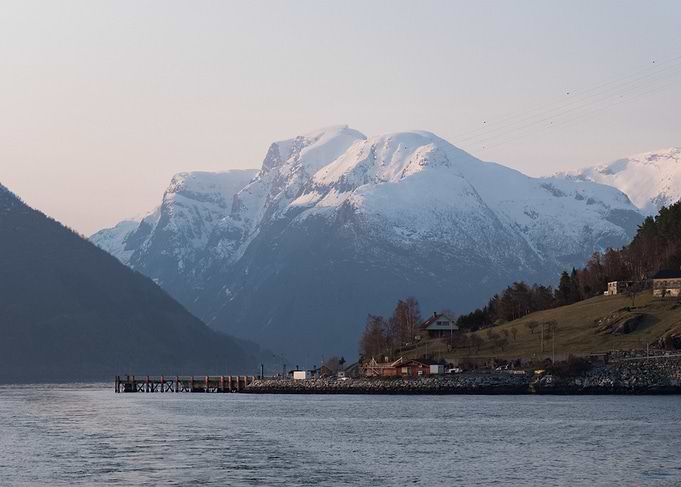 Fjord under sunset