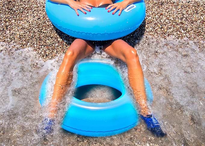 girl blue rubber donut