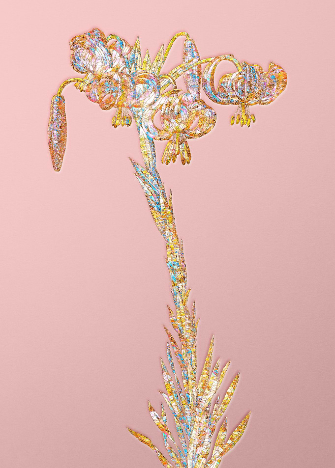 Pink Rainbow Mosaic Flower