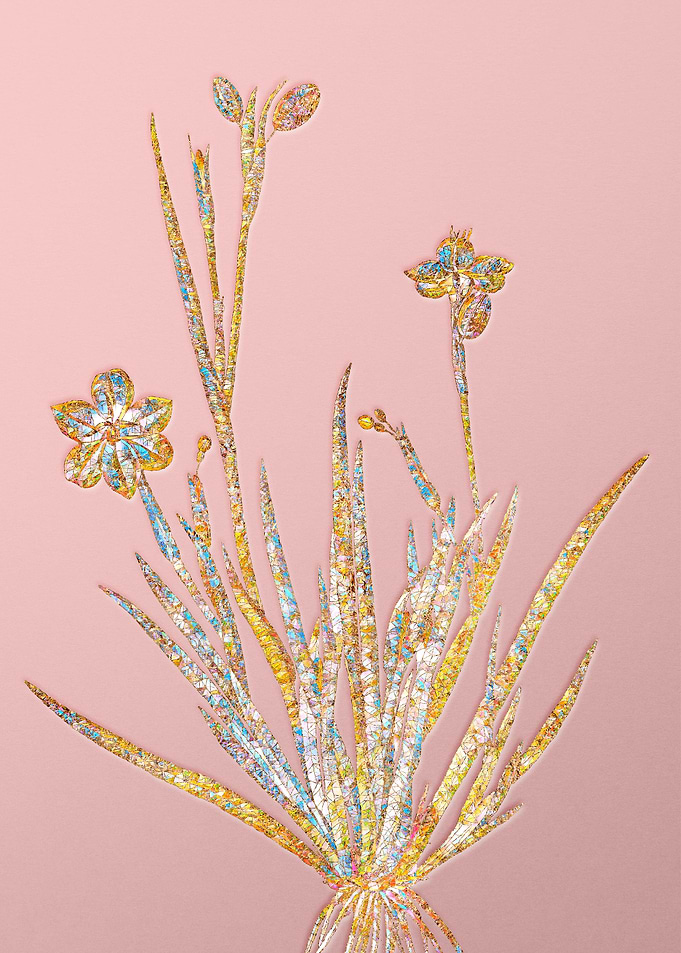 Gold Crystal Mosaic Flower