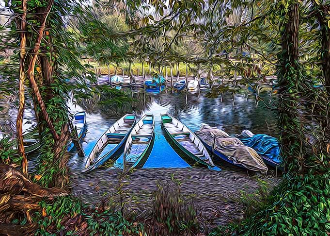 Boats moored on the Ticino