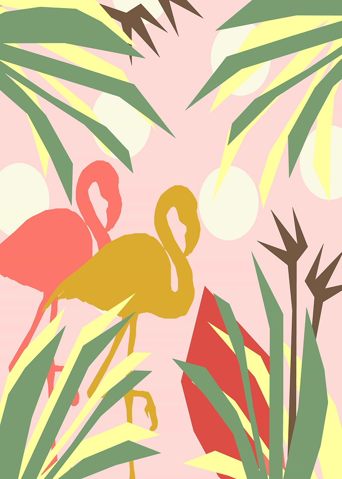 Flamingo jungle pink coral