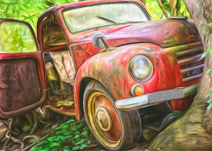 Crashed Red Truck