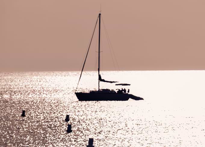 Boat Ocean Sun Shadows