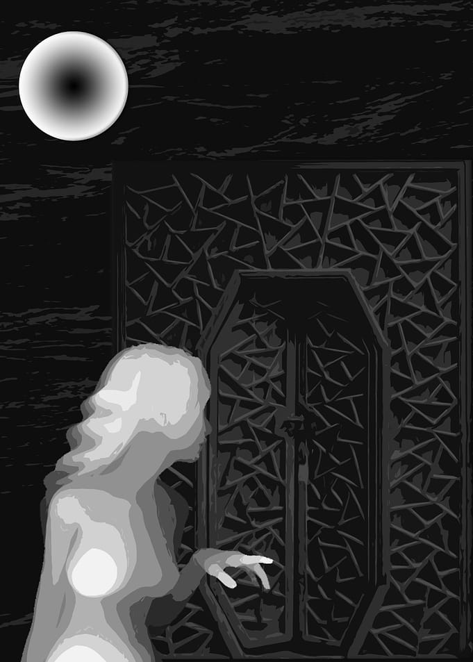 at the door