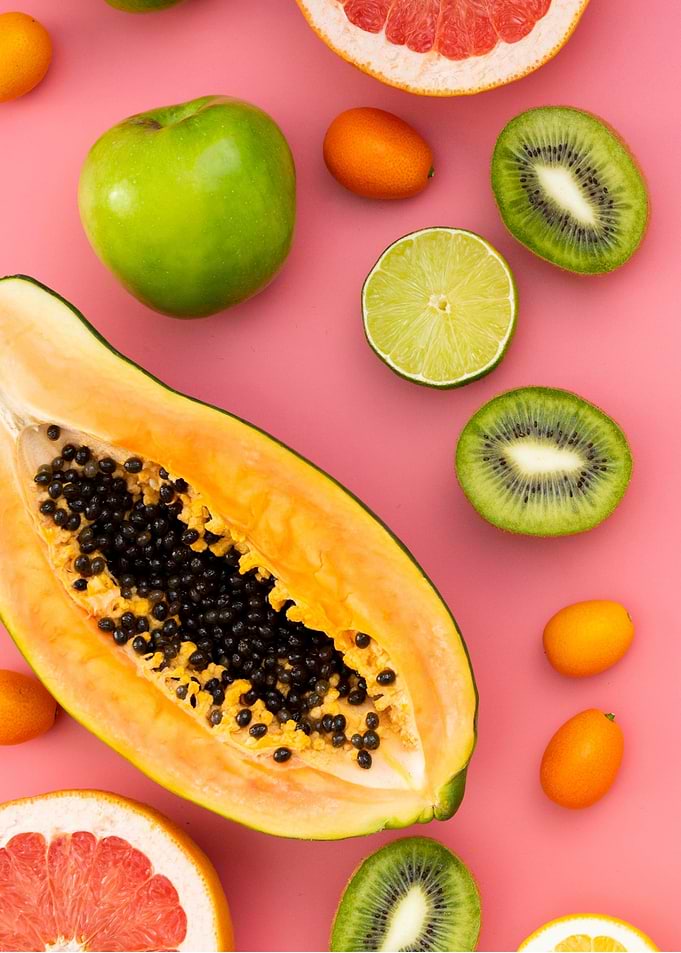 Pink background Fruit