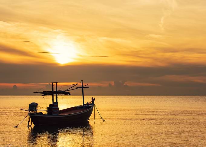Fishing Boat in the Sea at