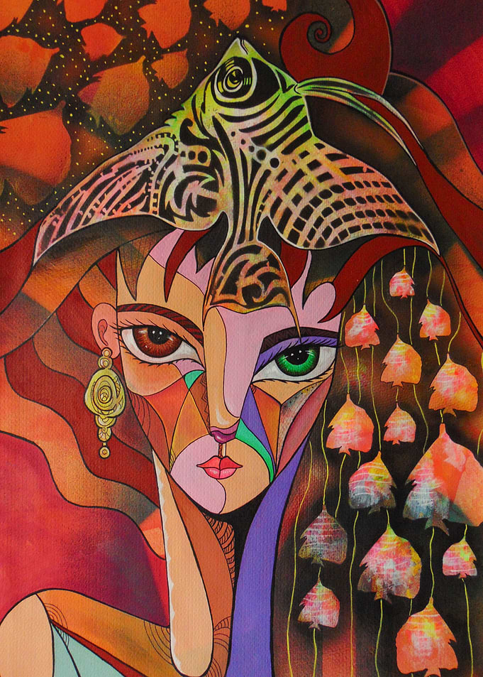 Girl with fish hat