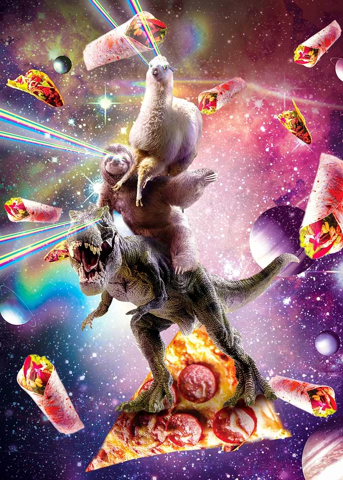 Space Llama Sloth Dinosaur