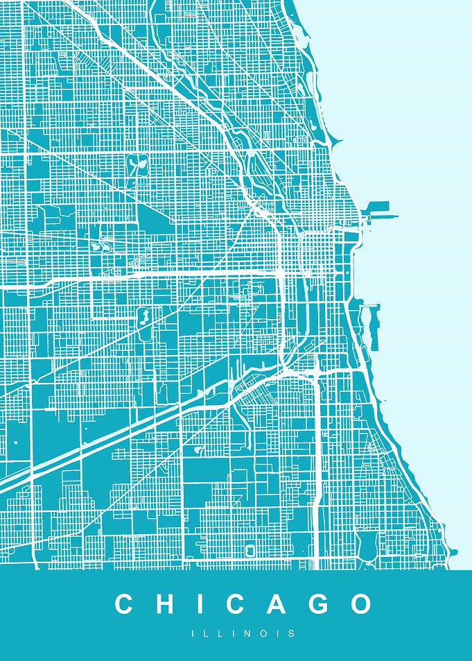 Chicago Map Blue Color