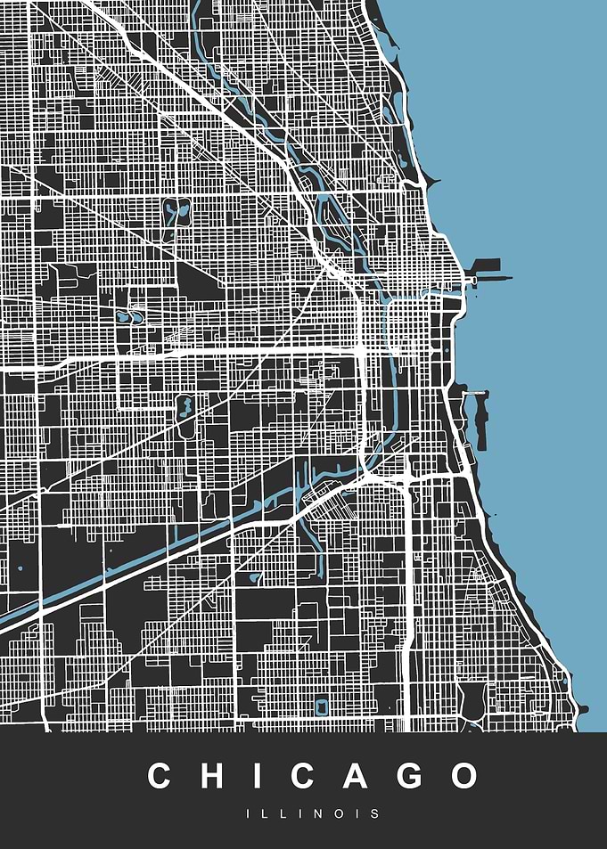 Chicago Map Black