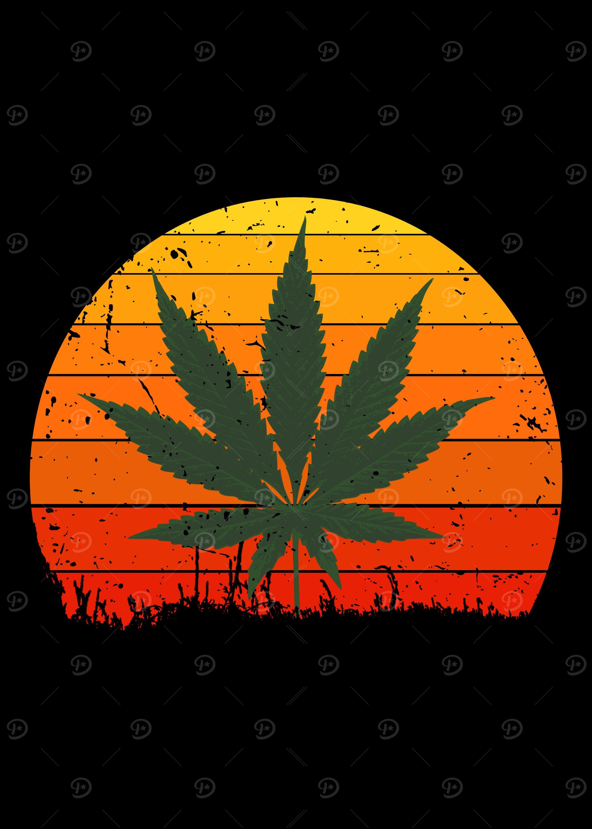 Retro weed leaf for smoker