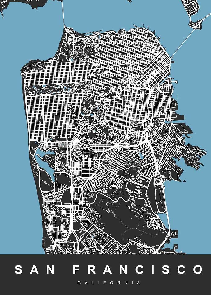 San Francisco Map Black