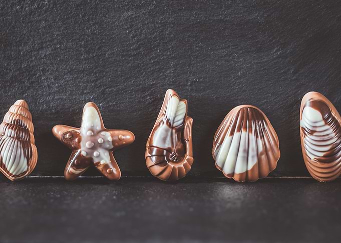 Seafood shaped chocolates