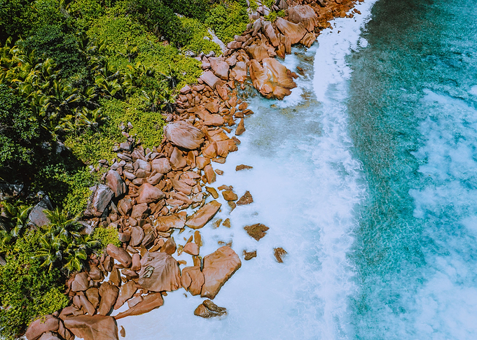 Aerial Top View Of Ocean W