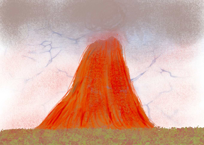 Volcano Mountain painted