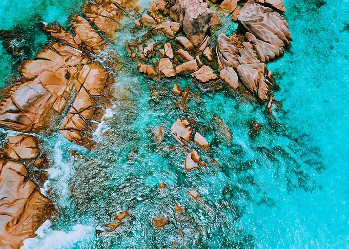 Aerial Top View Of Ocean W