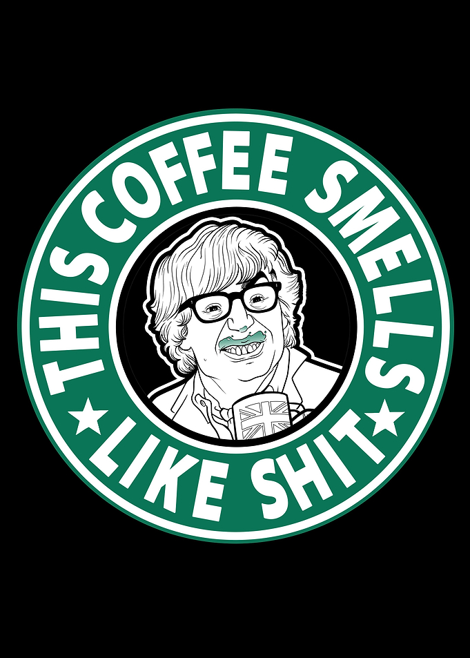 The coffee smells like shi