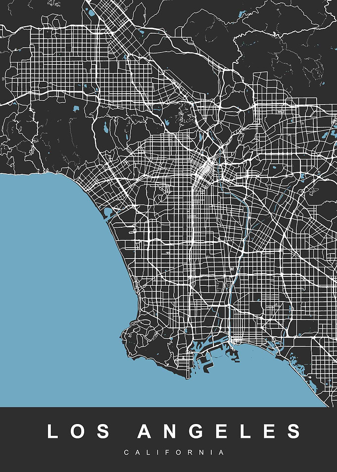 Los Angeles Map Black