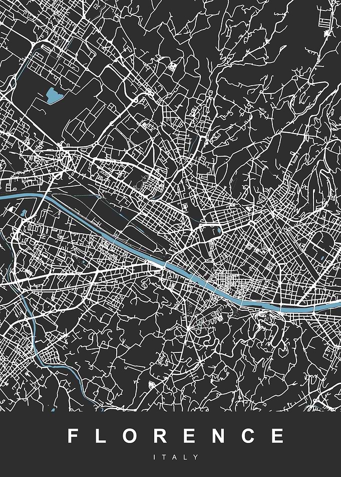 Map Florence Italy Black