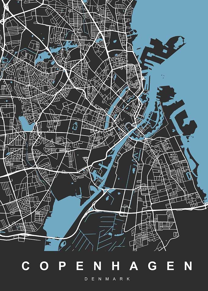 Map Copenhagen Denmark