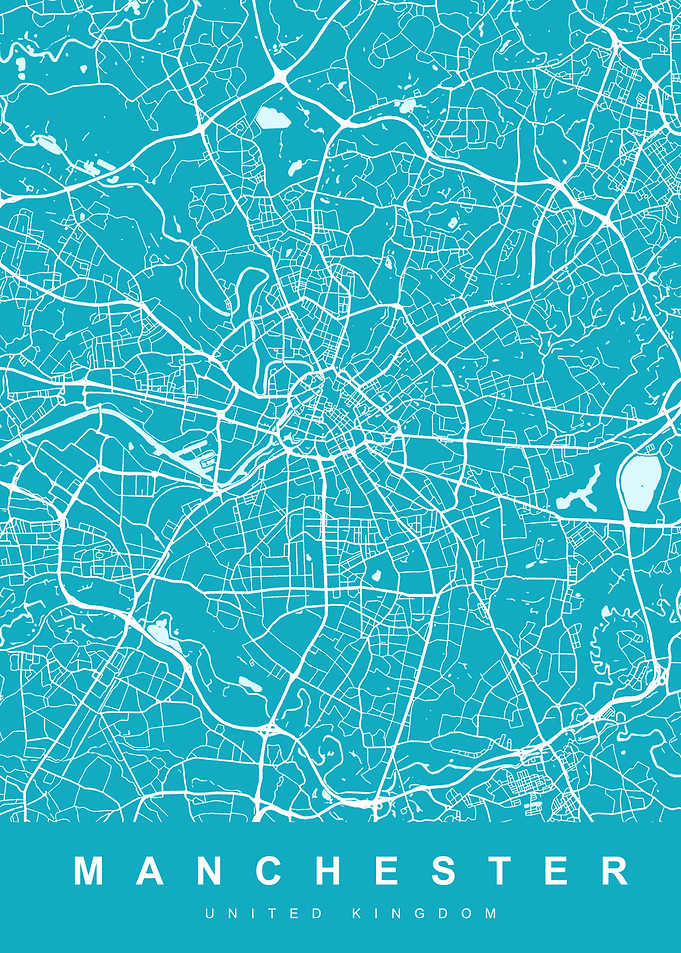 Map Manchester UK Blue