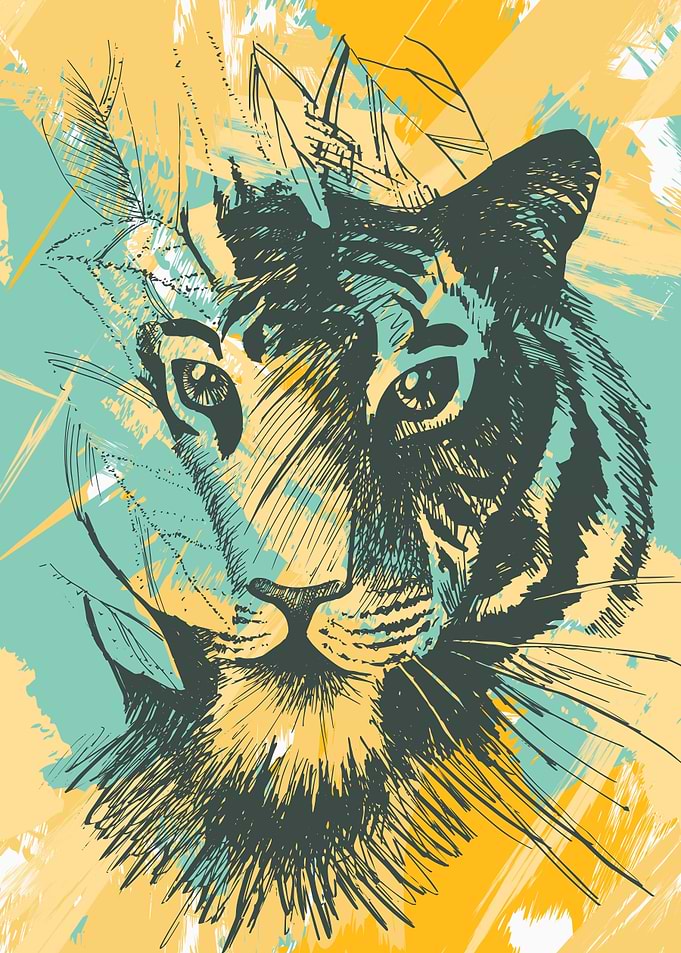 Grunge wild tiger