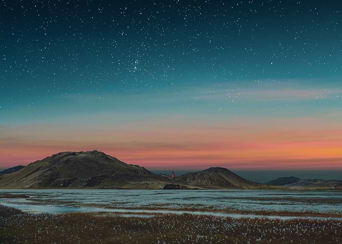 starry sunset landscape