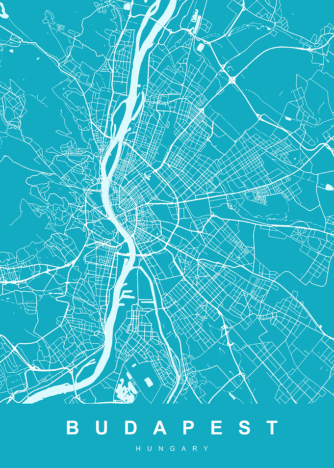 Map Budapest Hungary Blue