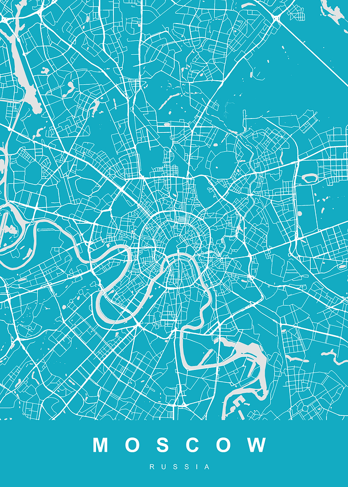 Map Moscow Russia Blue