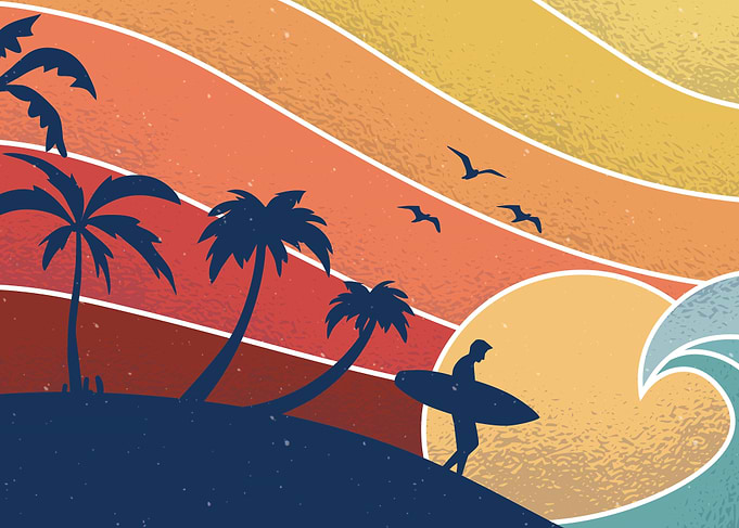 Wave Beach and Surfer