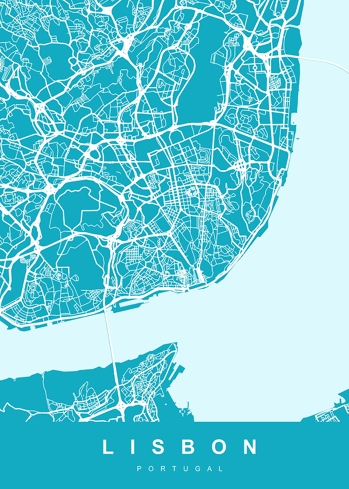 Map Lisbon Portugal Blue