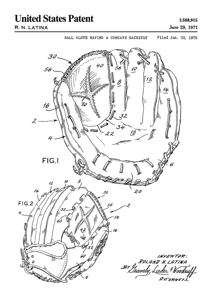 1971 baseball glove patent