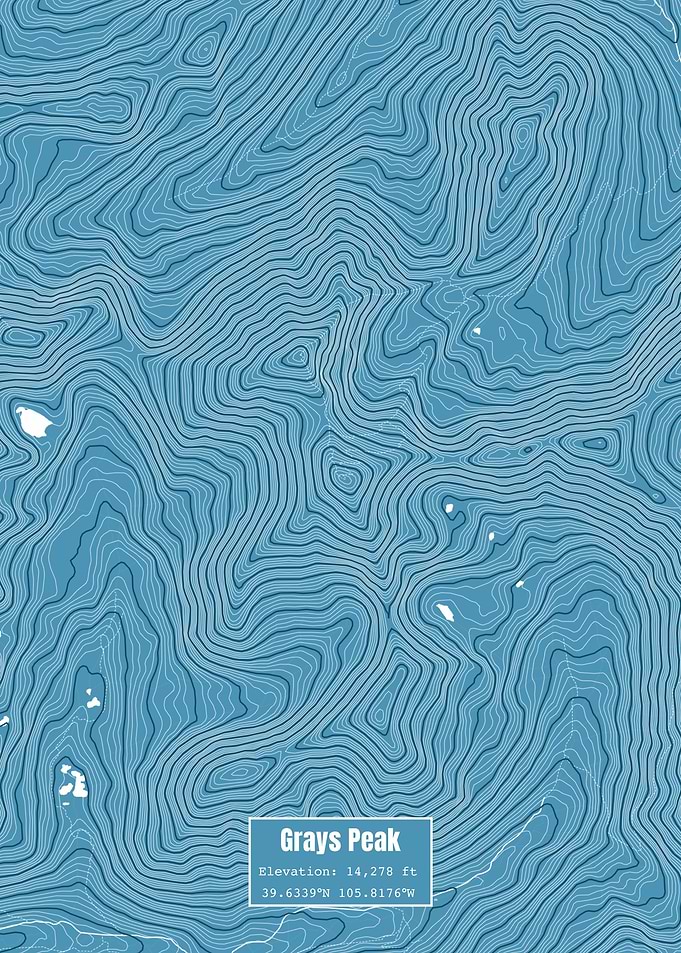 Grays Peak Topo Map Blue