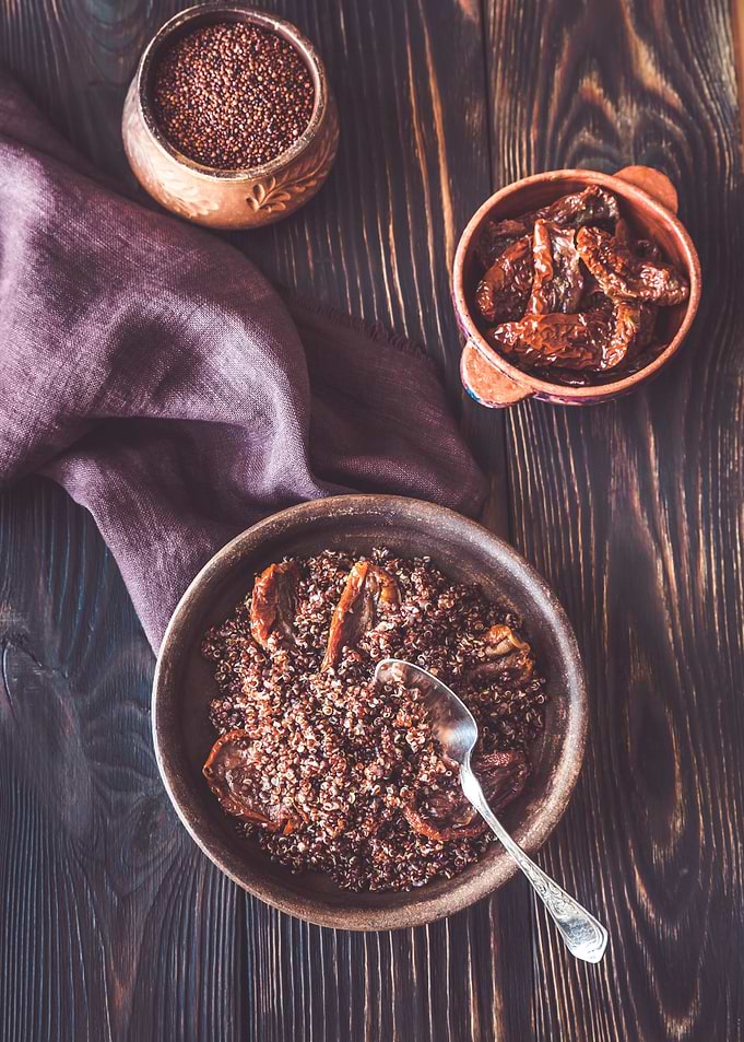Portion of red quinoa