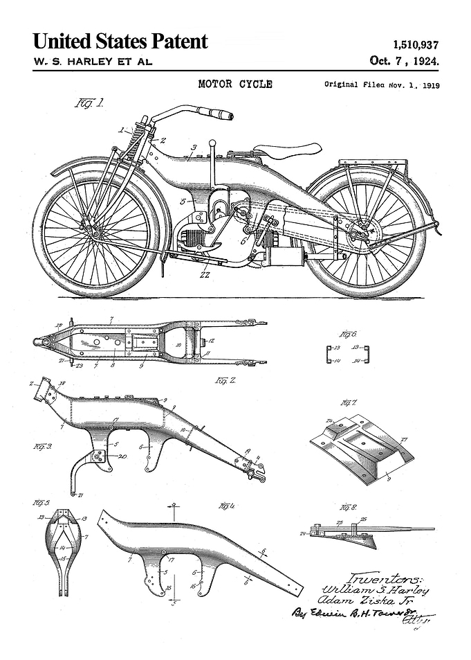 1924 motor cycle patent
