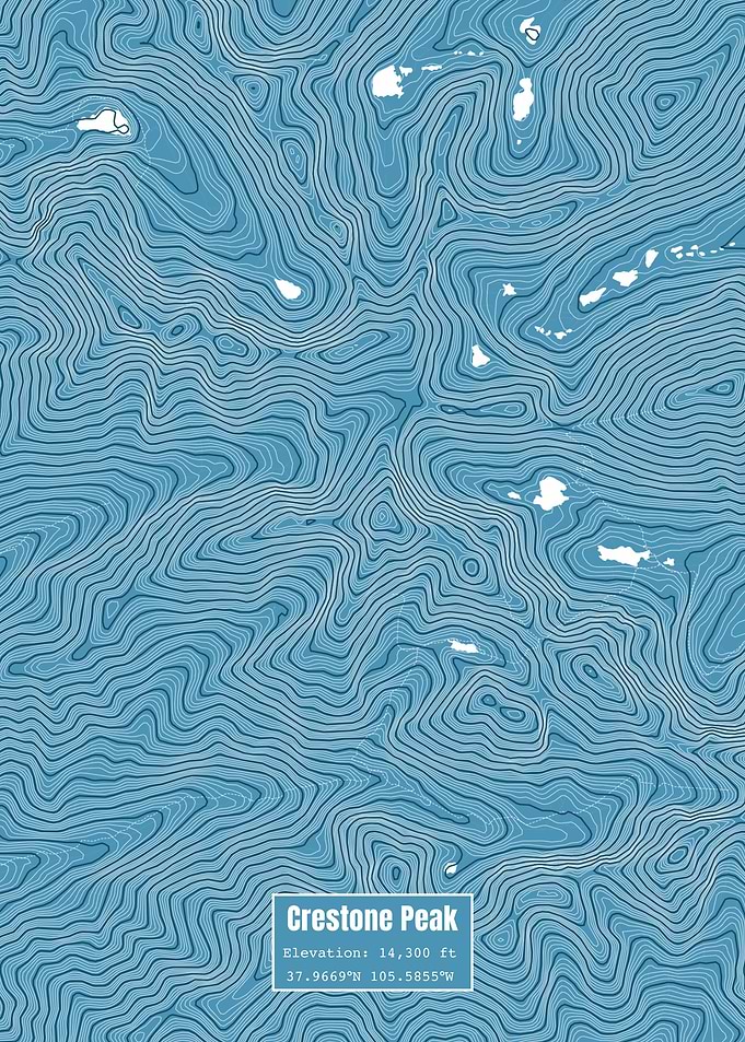 Crestone Peak Map Blue