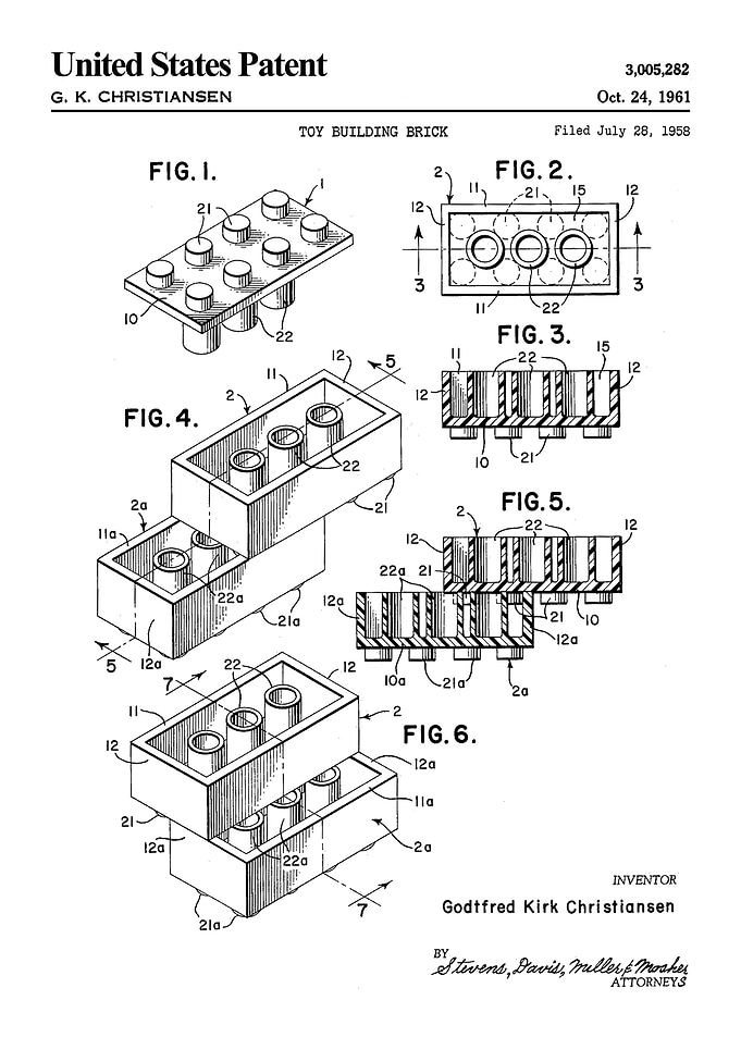 1961 building brick patent