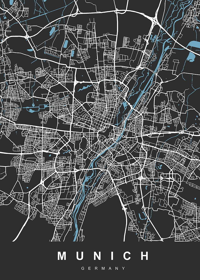 Map Munich Germany Black