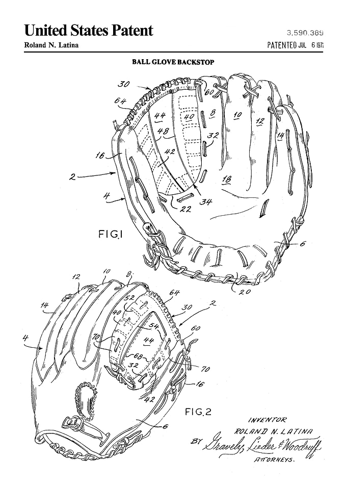 1971 baseball glove patent
