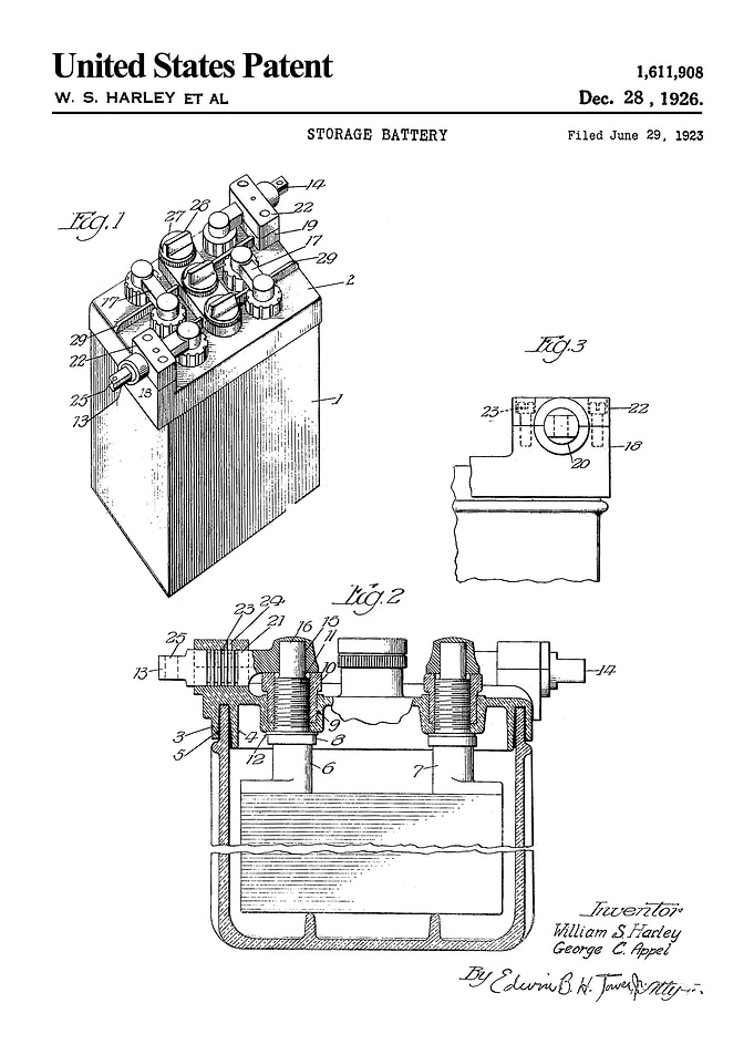 1926 storage battery paten