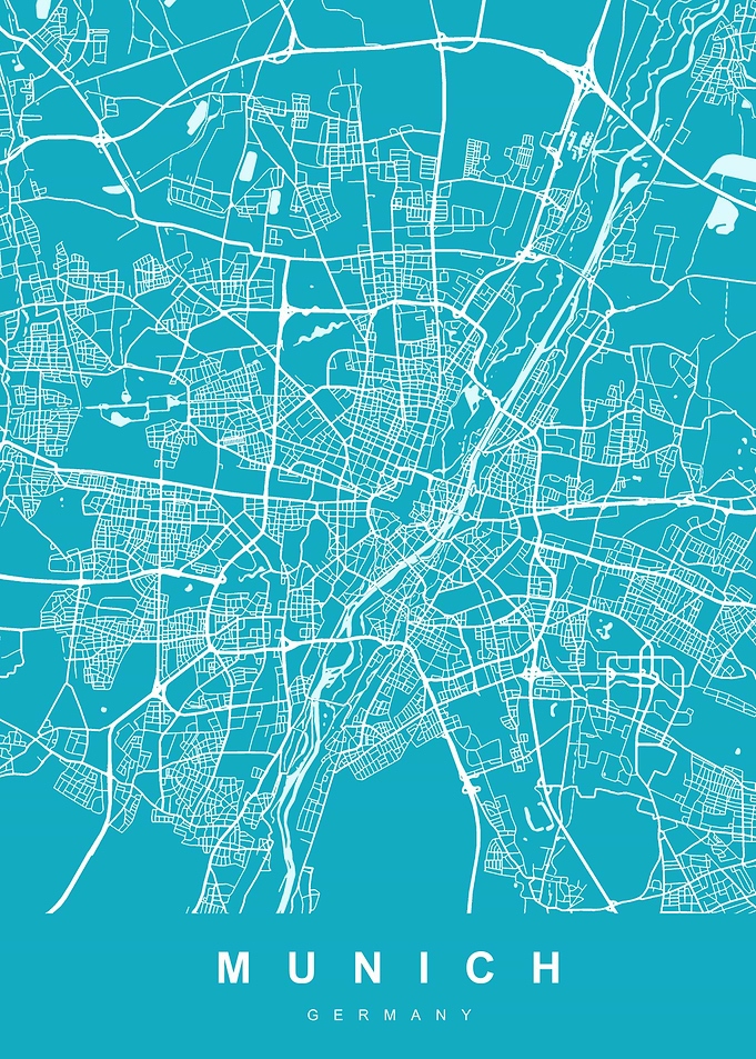 Map Munich Germany Blue